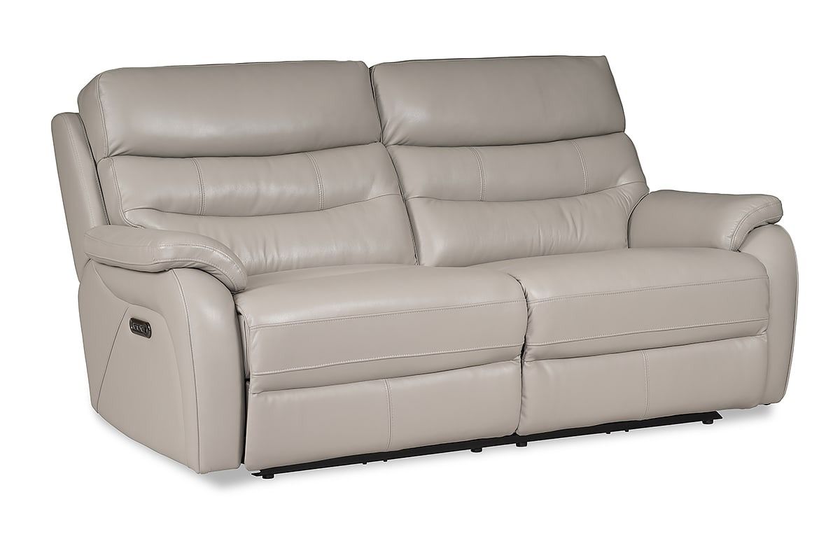 Pearson Grey Leather 3 Seater Electric Recliner Sofa