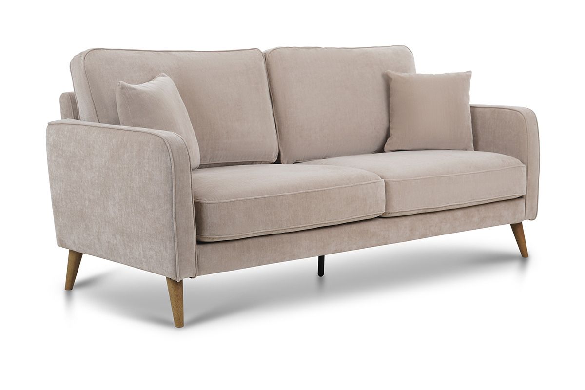 Retro Taupe Fabric 3 Seater Sofa