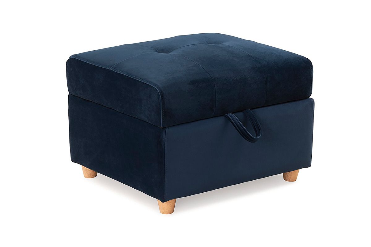 Romeo Navy Velvet Storage Ottoman