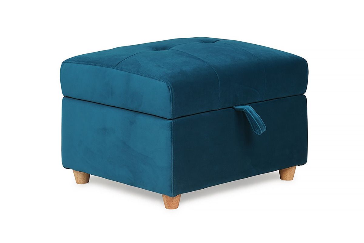 Romeo Teal Fabric Storage Ottoman