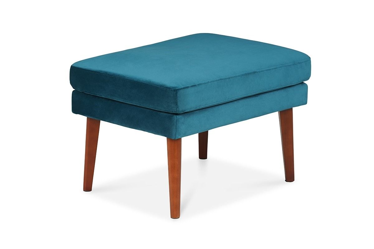 Rose Teal Velvet Footstool