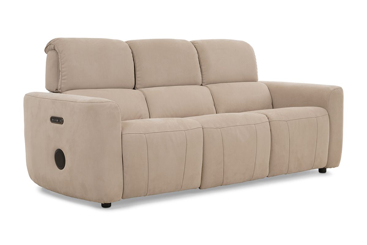 Savoy Cream Fabric 3 Seater Electric Recliner With Bluetooth Speakers Sofa