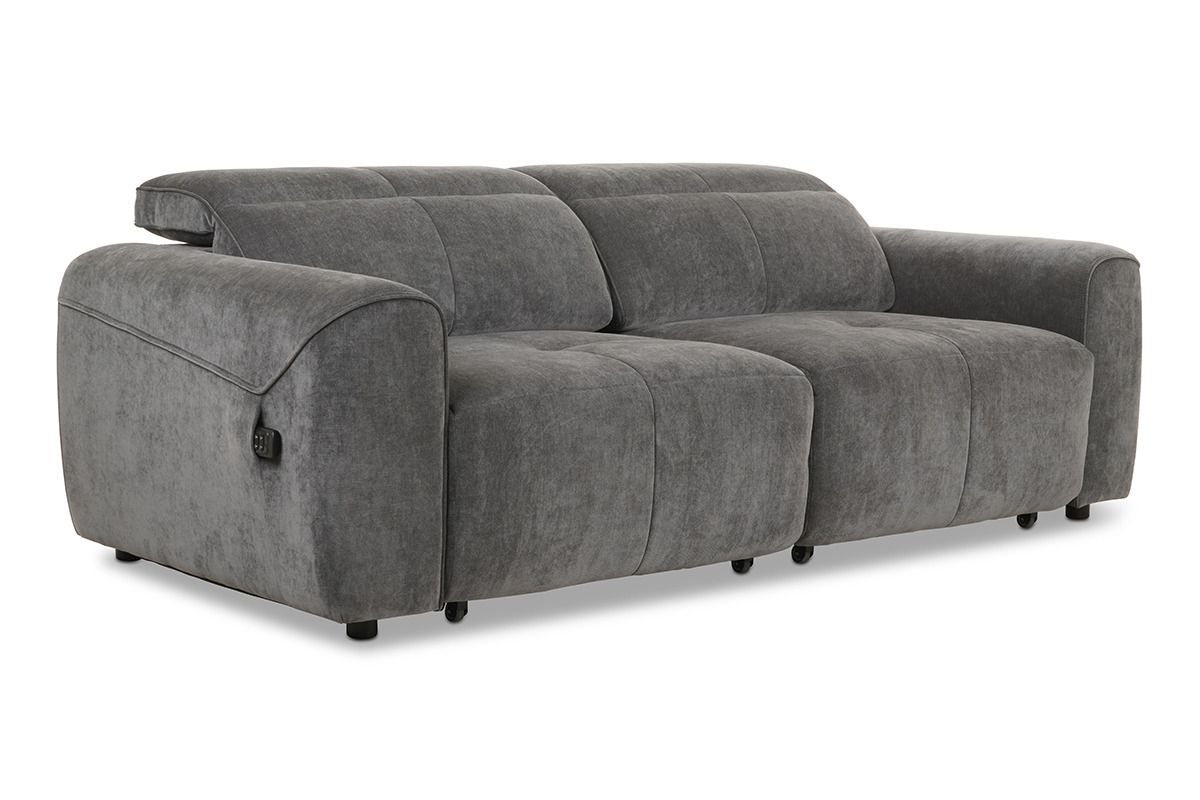 Serene Grey Fabric 3 Seater With Electric Sliding Chaise