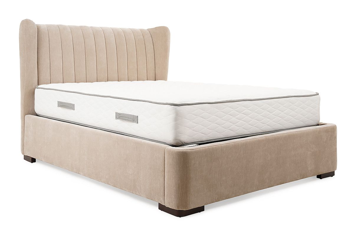 Shelly Taupe Fabric Double 4ft6 Storage Bed