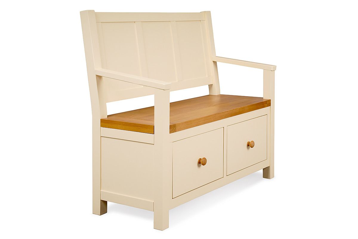Somerset Cream Oak 2 Drawers Bench