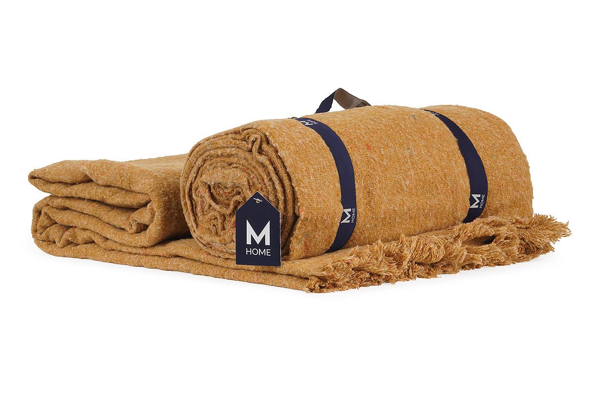 Speckled Wool Throw Mustard 130x170cm