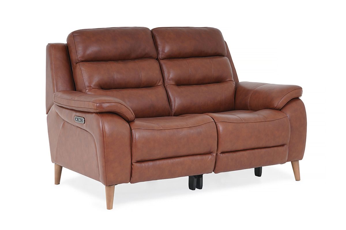 Stafford Brown Leather 2 Seater Electric Recliner Sofa