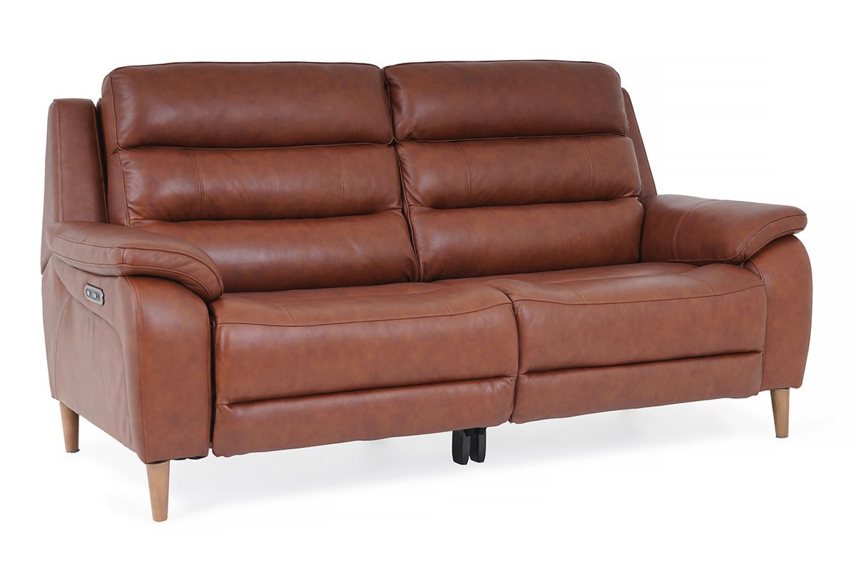 Stafford Brown Leather 3 Seater Electric Recliner Sofa