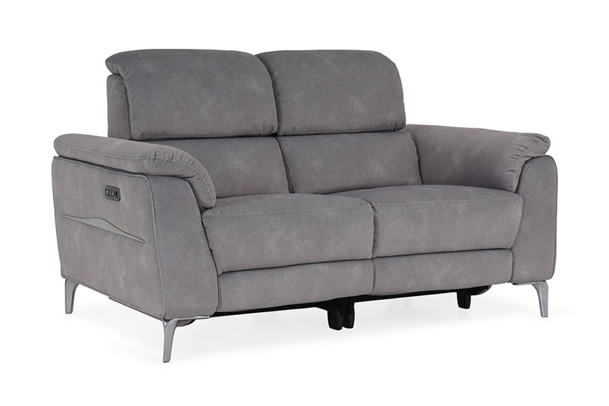 Taylor Grey Fabric 2 Seater Electric Recliner With Head Tilt