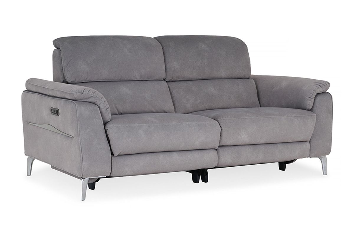 Taylor Grey Fabric 3 Seater Electric Recliner With Head Tilt