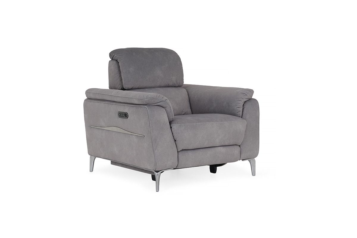 Taylor Grey Fabric Electric Recliner Armchair With Head Tilt