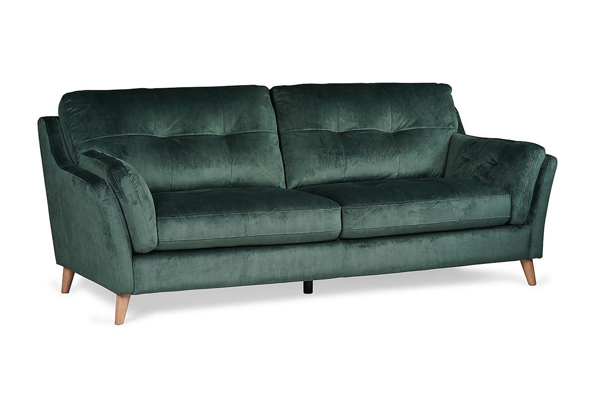 The Oliver Green Velvet 3 Seater Sofa