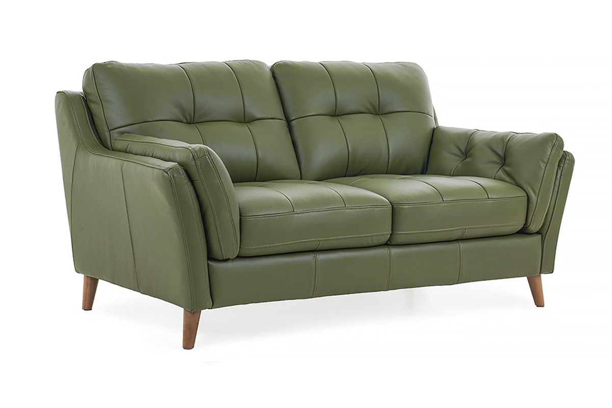 The Oliver Pine Green Leather 2 Seater Sofa