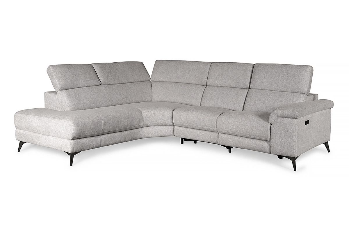 Toronto Grey Fabric Lhf Electric Recliner Corner Sofa