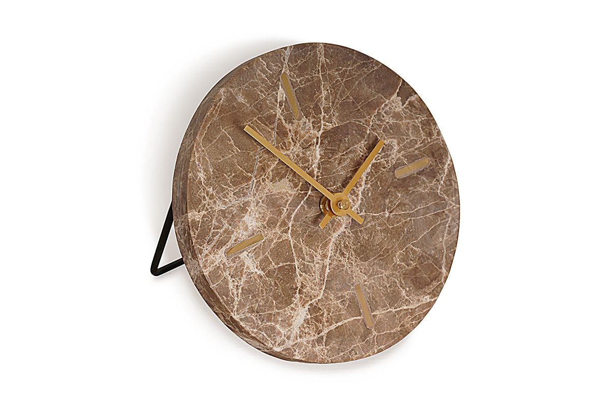 Travertine Table Clock Large
