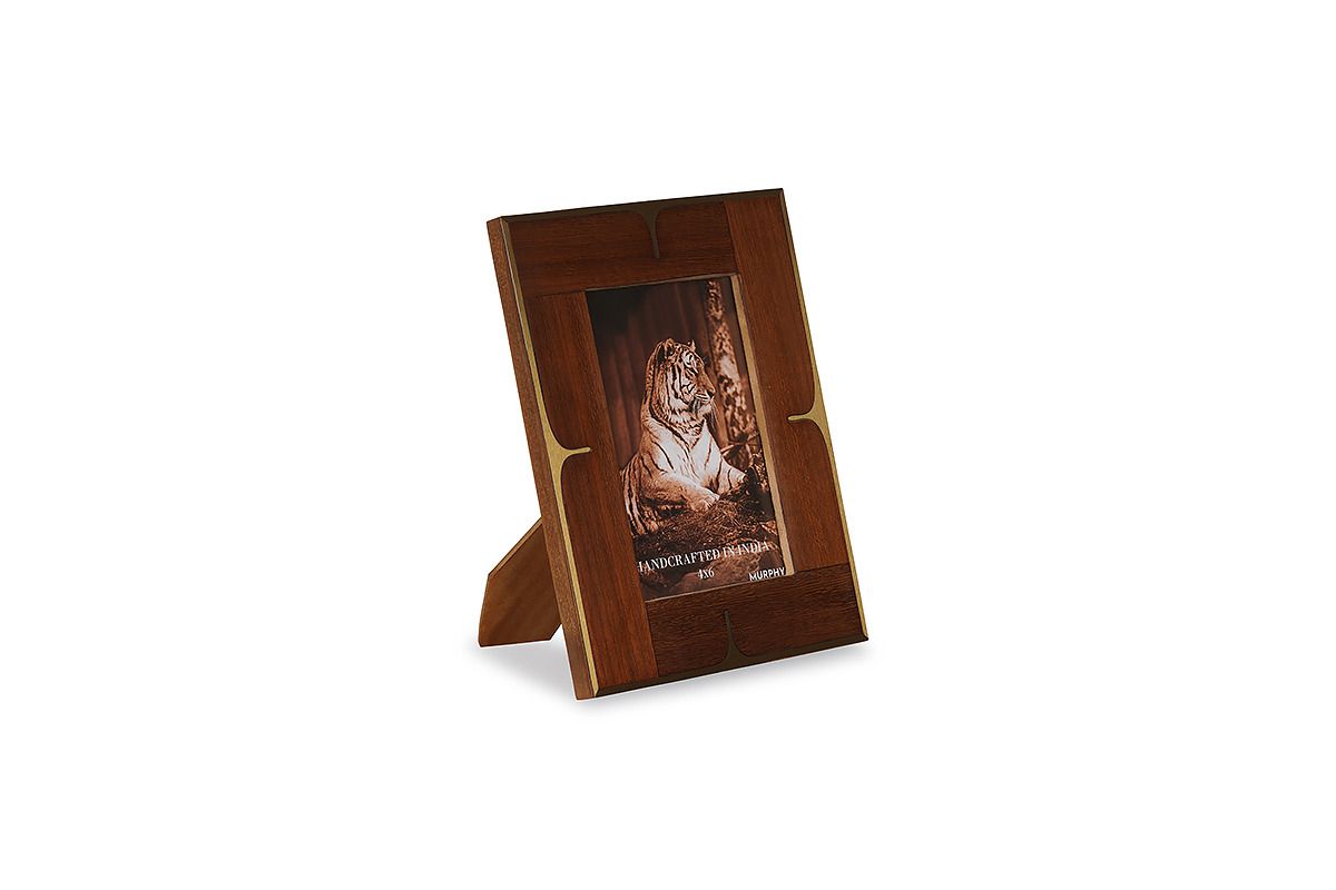 Wood And Brass Frame 4x6In
