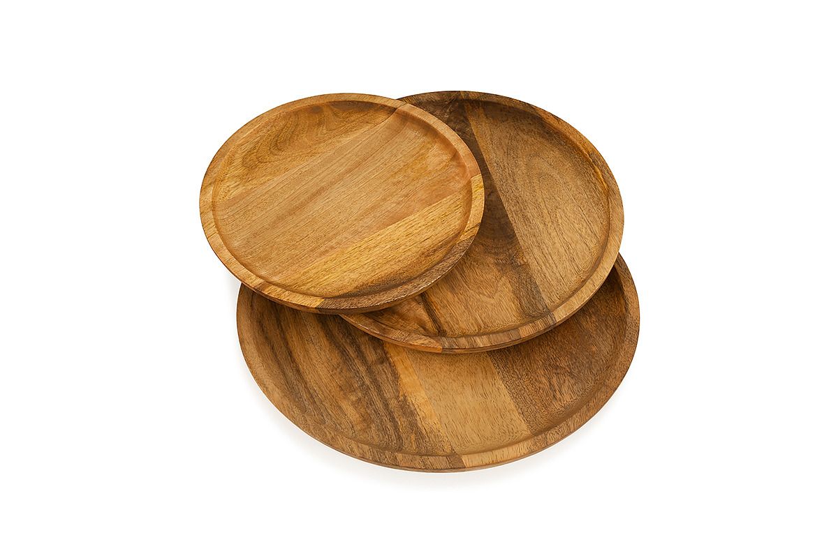 Wooden Plates Set Of 3