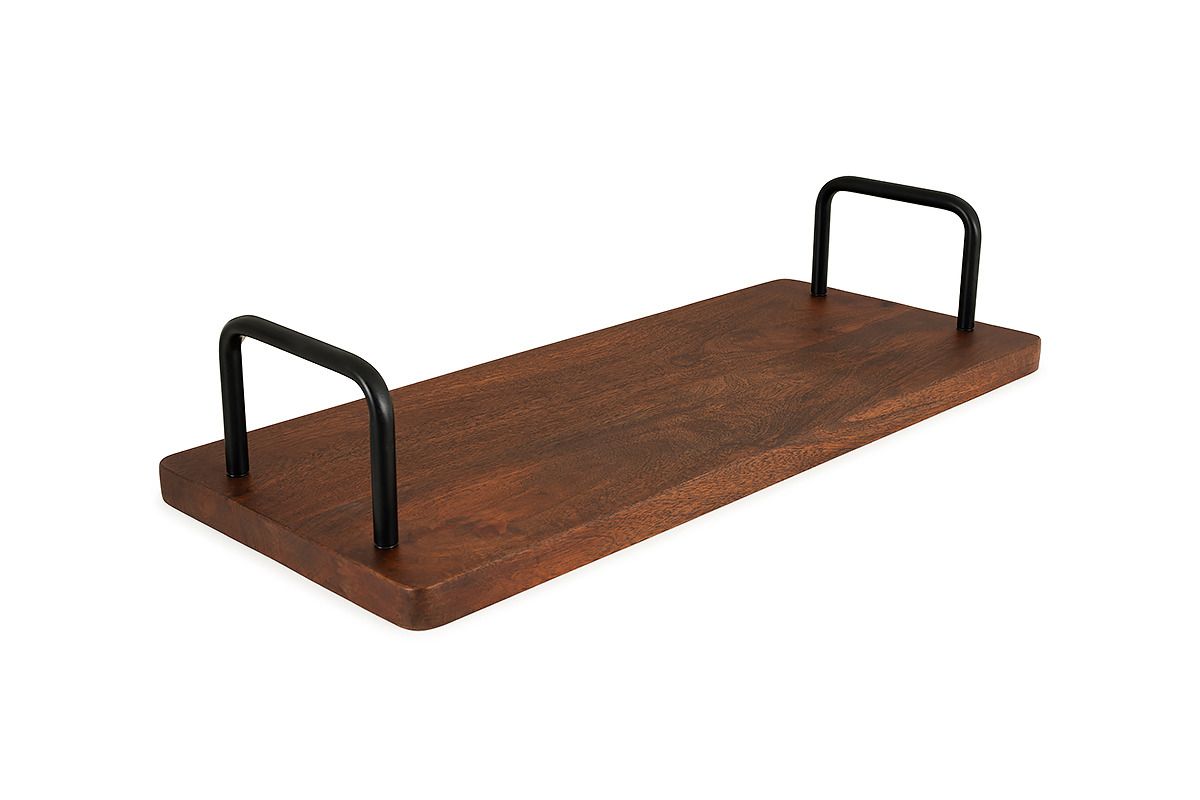 Wooden Tray With Iron Handle