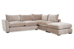 Chicago Cream Fabric Rhf Corner Sofa With Stool