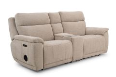 Metro Cream Fabric Electric Recliner Sofa - 3 Seater with Console