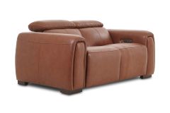 Muse Brown Leather 2 Seater Heated Seats Electric Recliner Sofa