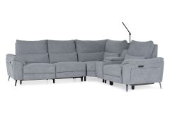 Oliveira Grey Fabric Rhf Electric Recliner Corner Sofa