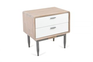 Alba White 2 Drawer Bedside Table