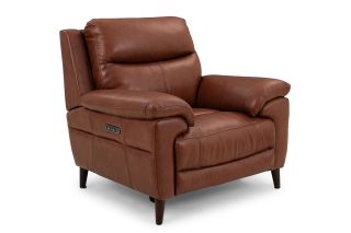 Anderson Brown Leather Electric Recliner Armchair with Head Tilt