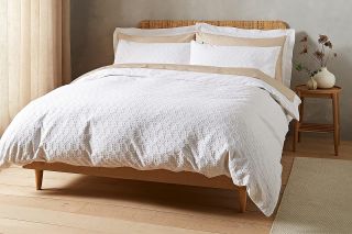 Bianca Waffle Cotton Circle Double Duvet Set White
