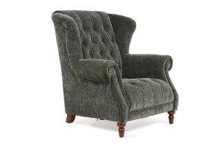 Cambridge Green Fabric Buttoned Armchair