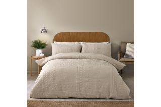 Catherine Lansfield Folkstone Geo Double Duvet Set Natural