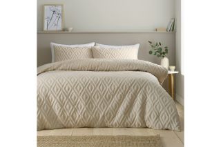 Catherine Lansfield Jacob Geo King Duvet Set Natural