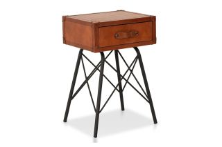 Como Brown Leather Side Table