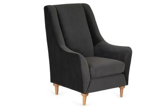 Emerald Dark Grey Velvet Armchair