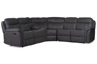 Emerson Dark Grey Fabric Manual Recliner Corner Sofa