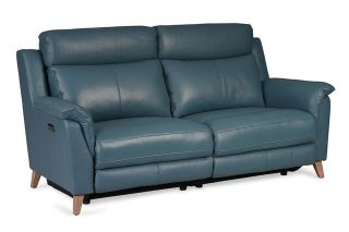 Fontella Blue Leather 2_5 Seater Electric Head Tilt Recliner Sofa