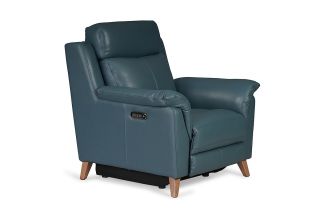 Fontella Blue Leather Armchair Electric Head Tilt Recliner