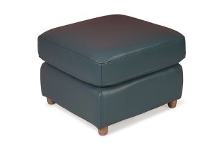 Fontella Blue Leather Footstool