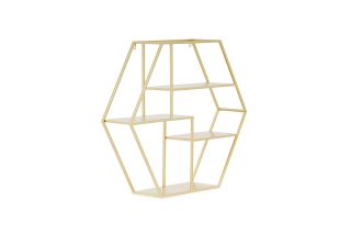 Hexagonal Metal Shelf Gold 80cm