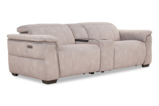Hollywood Grey Fabric 3 Seater Electric Recliner Sofa With Fridge