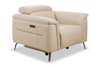 Horizon Cream Leather Electric Recliner Armchair With Head Tilt