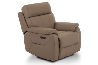 Hugo Taupe Leather Electric Recliner Armchair