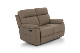 Hugo Taupe Leather 2 Seater Electric Recliner Sofa