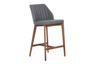 Huller Dark Grey Faux Leather Bar Stool