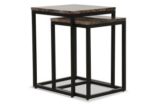 Industrial Square Nest Of Tables Brown Marble