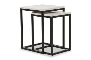 Industrial Square Nest Of Tables White Marble