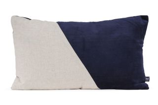Isla Navy Diagonal Cotton Linen And Velvet 30x50cm