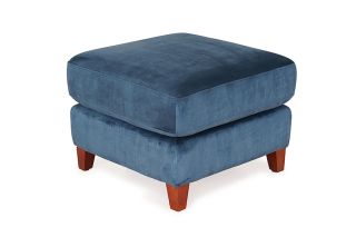 Langley Midnight Blue Velvet Footstool