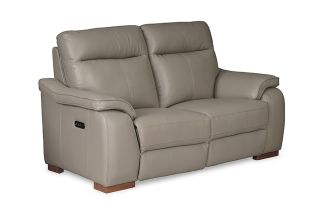 Lorenza Grey Leather 2 Seater Electric Head Tilt Recliner Sofa