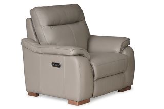 Lorenza Grey Leather Armchair Electric Head Tilt Recliner